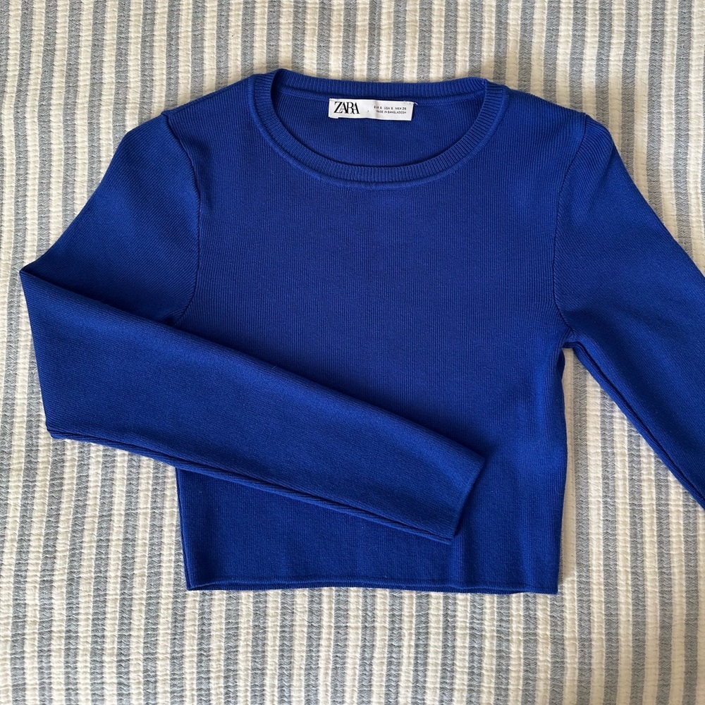 Zara Royal Blue Long Sleeve and cropped Tee, never worn